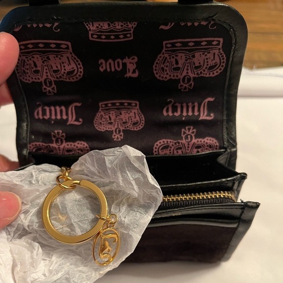 Juicy Couture Velour Crown Logo Wallet blk vintage keychain Y2K nostalgia retro - Picture 2 of 4